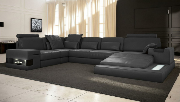 Ecksofa U-Form Couch Design Polster Textil Neu Wohnlandschaft Bettfunktion Stoff