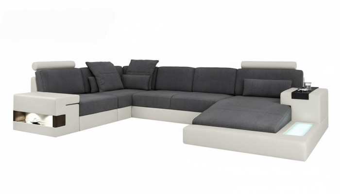 Ecke Ecksofa U-Form Wohnlandschaft Sofa Couch Polster Stoff Sofas Leder Neu