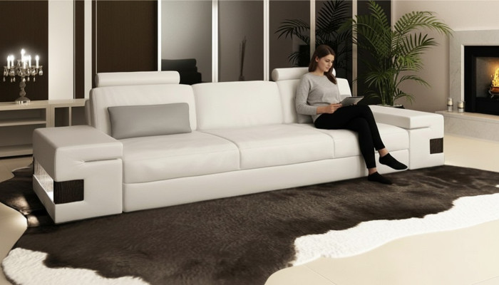 Moderne Luxus Designer Sofa 3 Sitzer Möbel Polster Textil Weiße Couchen xxl big