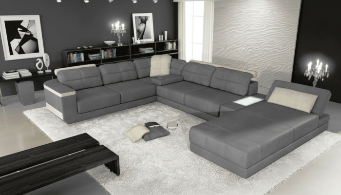 Wohnlandschaft Ecksofa Leder Eck Sofas Neu U Form Sofa Couch Polster Couchen Neu