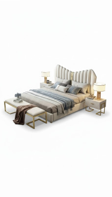 Modern Luxus Betten Polster Leder Textil Hochwertiges Schlafzimmer Bett