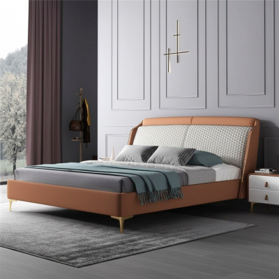 Bett Polster Design Luxus Doppel Hotel Ehe Schlaf Zimmer Leder 180x200cm