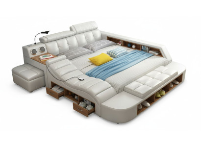 Design Bett XXL Big Betten Leder Polster Hotel 180x200cm Multifunktion