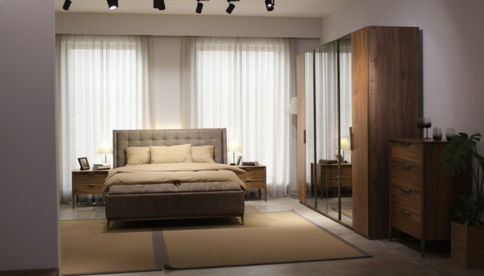 Designer Schlafzimmer Set Luxus Bett 2x Nachttisch Holz Komplett neu 3 tlg.