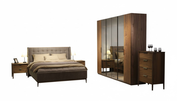 Designer Schlafzimmer Set Luxus Bett 2x Nachttisch Holz Komplett neu 3 tlg.