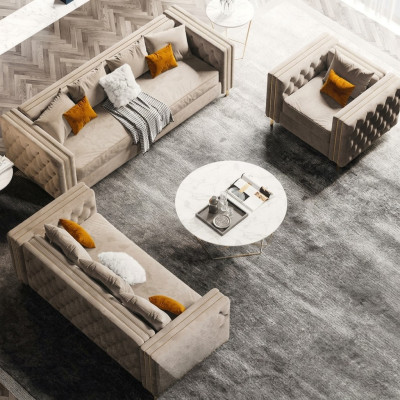 Chesterfield Sofagarnitur 321 Wohnlandschaft Relax Sitz Design Couch Sofas Samt