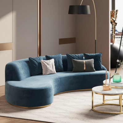 Samt Sofa 4 Sitzer Polster Textil Modern Relax Sitz Luxus Möbel Ecksofa Rund Neu