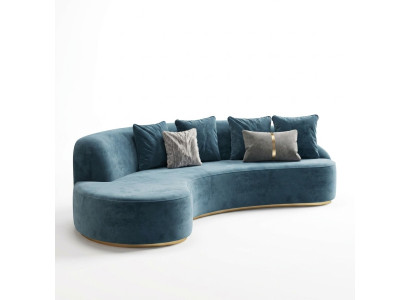 Samt Sofa 4 Sitzer Polster Textil Modern Relax Sitz Luxus Möbel Ecksofa Rund Neu