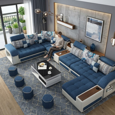 Ecksofa U-form Polster Modern Relax Sitz Luxus Möbel Wohnlandschaft Sofa Couch