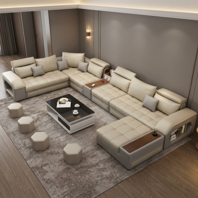 Ecksofa U-form Sitz Möbel Wohnlandschaft Luxus Polster Modern Relax Sofa Couch