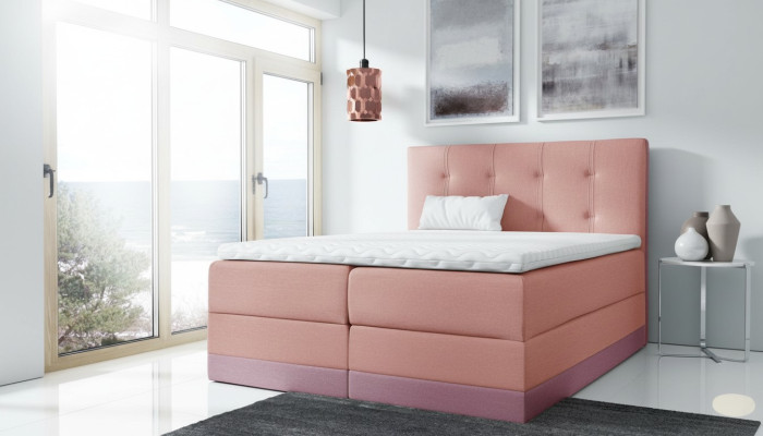 Ehebett Bett Rosa Polsterbett Betten Boxspring Bett Doppelbett mit Matratze Neu