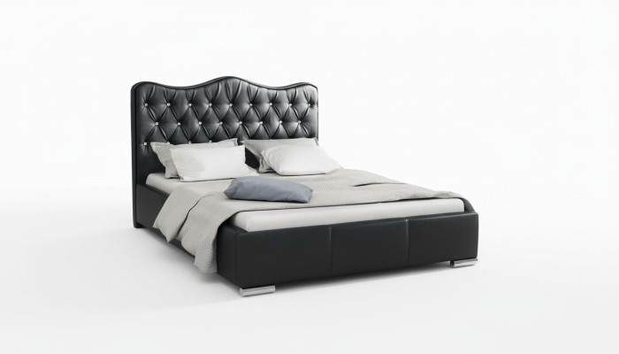 Bettrahmen Betten Ehebett Modern Bett Kunstleder Polsterbett Doppelbett Schwarz