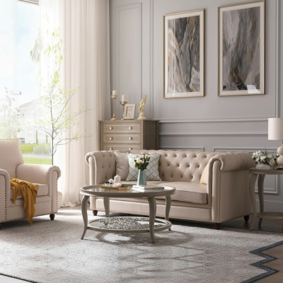 Sofagarnitur Chesterfield 321 Wohnlandschaft Sitz Design Couch Sofas Ledersofa
