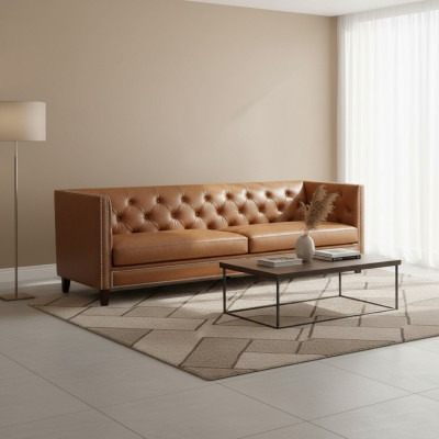 Sofa 4 Sitzer Polstersofa Modern Sitz Polyester Design Couch Orange