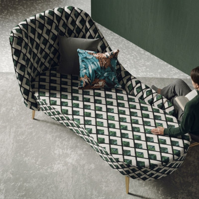 Textil Chaise Lounge Liege Polster Liegen Sofa Chaiselounge Relax Club Möbel 