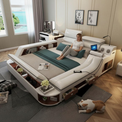Betten Hotel 180x200cm Multifunktion Regal USB Design Bett xxl Big Leder
