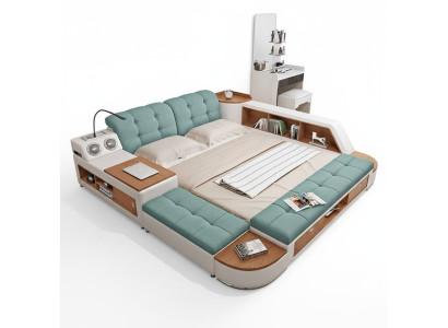Polster 180x200 Multifunktion Regal USB Liege Design Bett Big Betten Leder