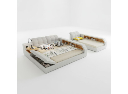 Design Leder Betten Hotel Doppel Ablage Regal 180x200 Multifunktions