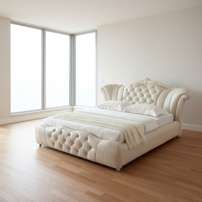 Design Chesterfield Bett Textil Samt Polster Hotel Leder Betten Schlafzimmer