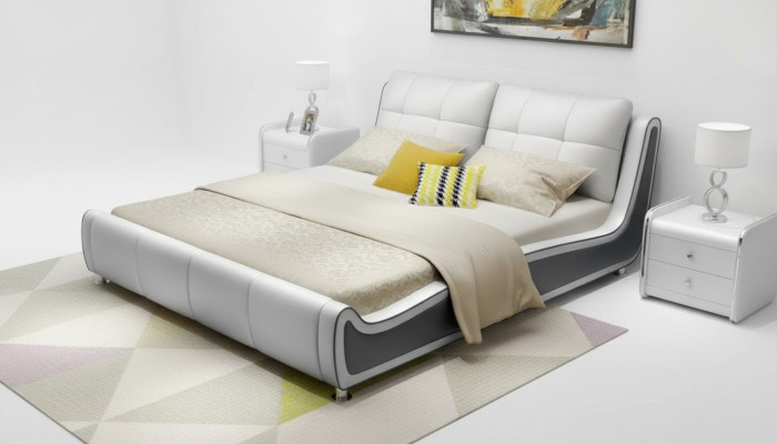 Bett Polster Design Deko Luxus Doppel Hotel Betten Ehe Schlaf Zimmer Leder