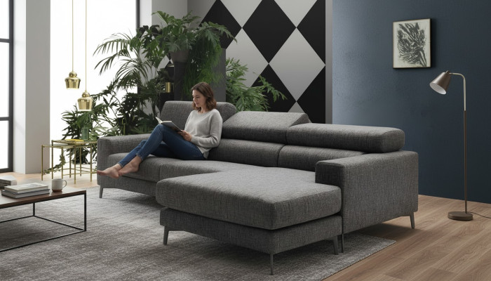 Design Polster Wohnzimmer Moderne Luxus Ecke Textil Holz Sofa L-Form alfitalia