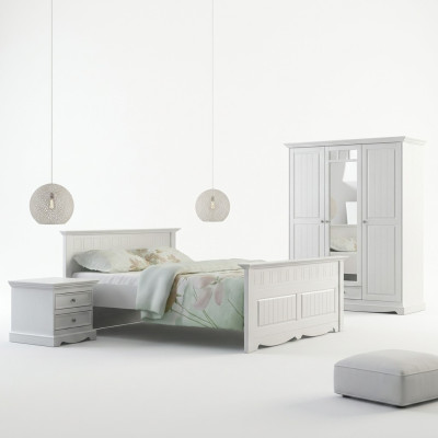 Bauern Bett Echtholz Betten 180x200c Holzbett Schlafzimmer Möbel Weiß Landhaus