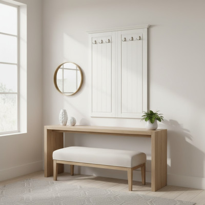 Landhaus Stil Kleiderständer Wand Garderobe Holz Garderoben Aufhänger Weiß Neu