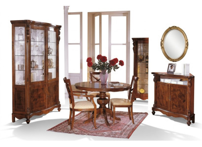 Luxus Esszimmer Set Garnitur 6tlg Holz Möbel Kommode 3x Stuhl Tisch Vitrine Neu