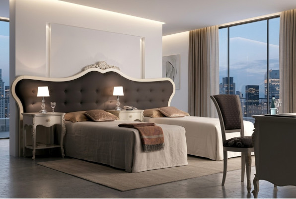 Hotel Einrichtung 2x Betten + Nachttisch Design Moderne Luxus Möbel 3tlg. Set
