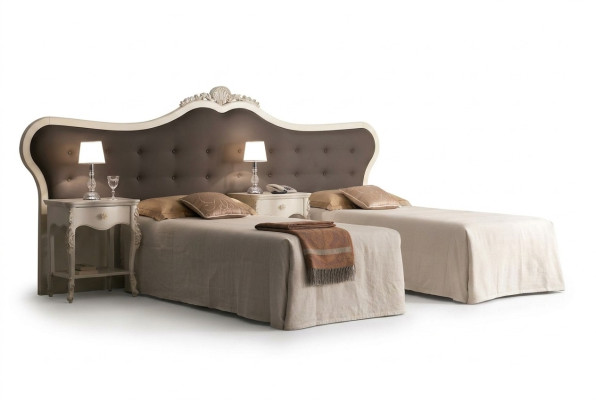 Hotel Einrichtung 2x Betten + Nachttisch Design Moderne Luxus Möbel 3tlg. Set
