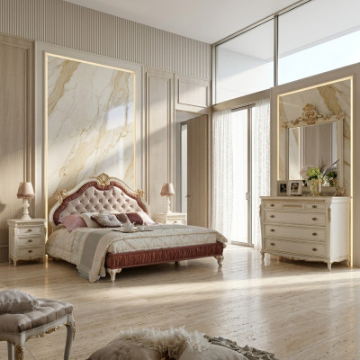Design Schlafzimmer 5 tlg Komplett Set Bett Nachttisch Kommode Italienische Sets