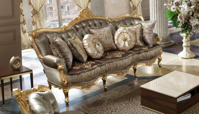 Sofa 3 Sitzer Couchen Sofas Art déco Dreisitzer Textil Sofas Couch Polster Neu