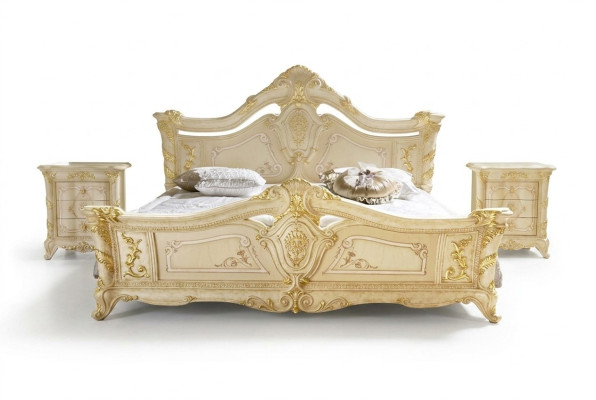 Schlafzimmer Set Design Art déco Luxus Betten Bett Nachttisch 3 tlg.