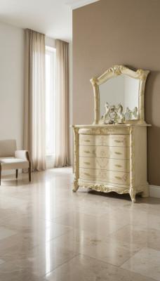 Kommoden Set Italienische Möbel 2tlg. Massivholz Kommode mit Spiegel Sideboard