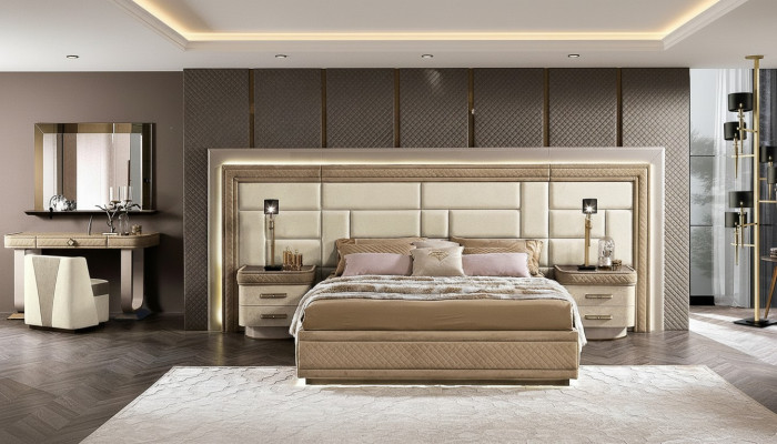 Design Möbel Modern Luxus Betten Neu Bett 2x Nachttisch 3 tlg. Schlafzimmer Set