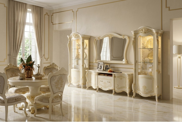 Wohnzimmer Schrank Set 4 tlg. Wohnwand Holz 2x Vitrine Wohnzimmer Komplettset