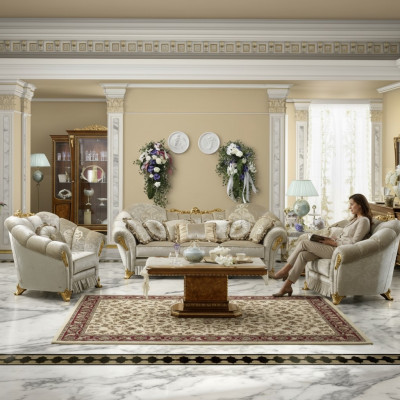 Wohnzimmer Stoff Couch Sofagarnitur Set 3+1+1 Sitzer Sofa Sitz Polster Italien