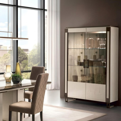 Vitrine 2 Tür Schrank Vitrinen Wohnzimmer Schränke Design Schrank Möbel Glas Neu