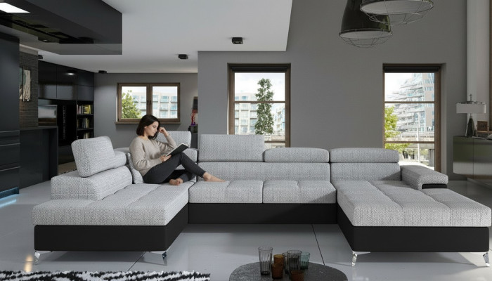 Stoff U-Form Couch Wohnlandschaft Ecksofa Garnitur Design Modern Sofa Modern Neu