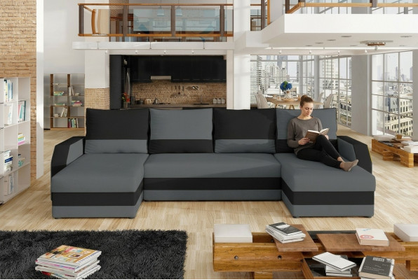 Eck Stoff Ecksofa U-Form Sofa Couch Design Couch Polster Textil Modern Textil