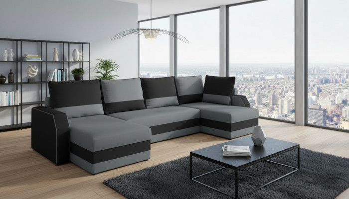 Eck Stoff Ecksofa U-Form Sofa Couch Design Couch Polster Textil Modern Textil