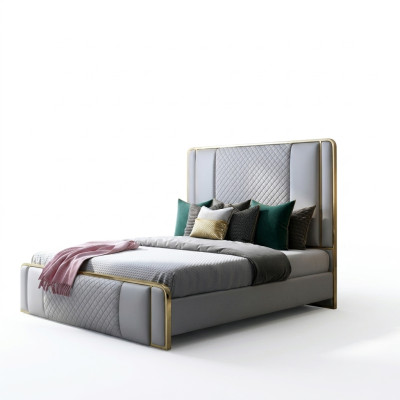 Designer Doppelbett Bett Hotel Luxus Schlafzimmer 140/160x200cm Leder