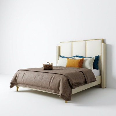 Doppelbett Betten Designer Bett Leder Polster Schlafzimmer Ehe Neu
