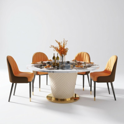 Designer Ess Zimmer Stuhl Set Tische Sessel 4x Stühle Tisch Garnitur
