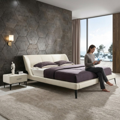 Designer Holz Bett Edles Möbel Doppel Betten Neu Schlafzimmer Polster