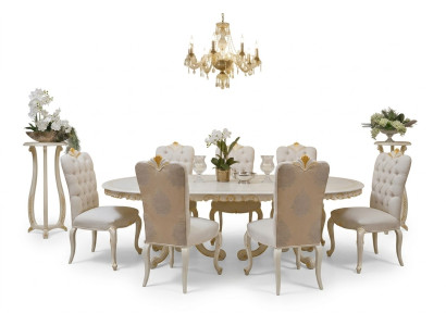 Klassischer Esstisch Massivholz Esszimmer Garnitur 4x Stuhl Set Stühle 5 tlg.