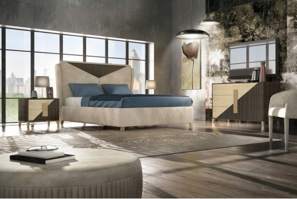Schlafzimmer 3 tlg. Set Bett 2x Betten Nachttisch Konsole Doppel Hotel