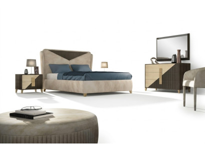 Bett Nachttisch Kommode 4 tlg. Schlafzimmer Set Design Modern Luxus Betten Neu
