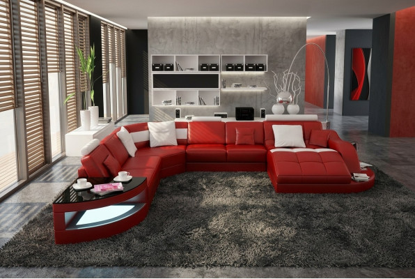 Designer Wohnlandschaft Garnitur Eckgarnitur U-Form Couch Ecksofa Polster
