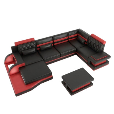 Ecksofa Ledersofa Big xxl U Form Wohnlandschaft Sofa Couch Garnitur